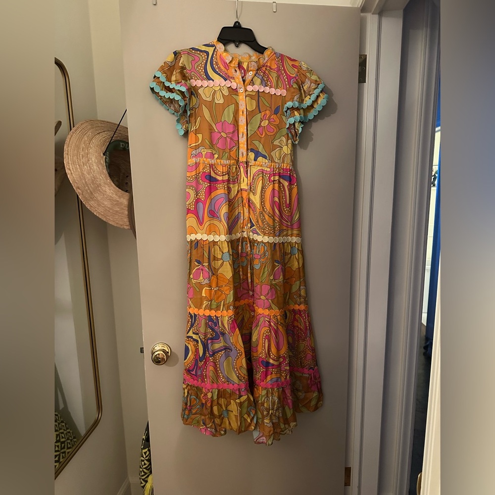 CeliaB Orange and Pink Floral Dress